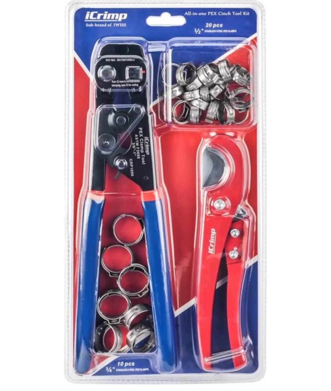 iCRIMP Ratchet PEX Cinch Tool with Removing function for 3/8 to 1-inch Stainl...
