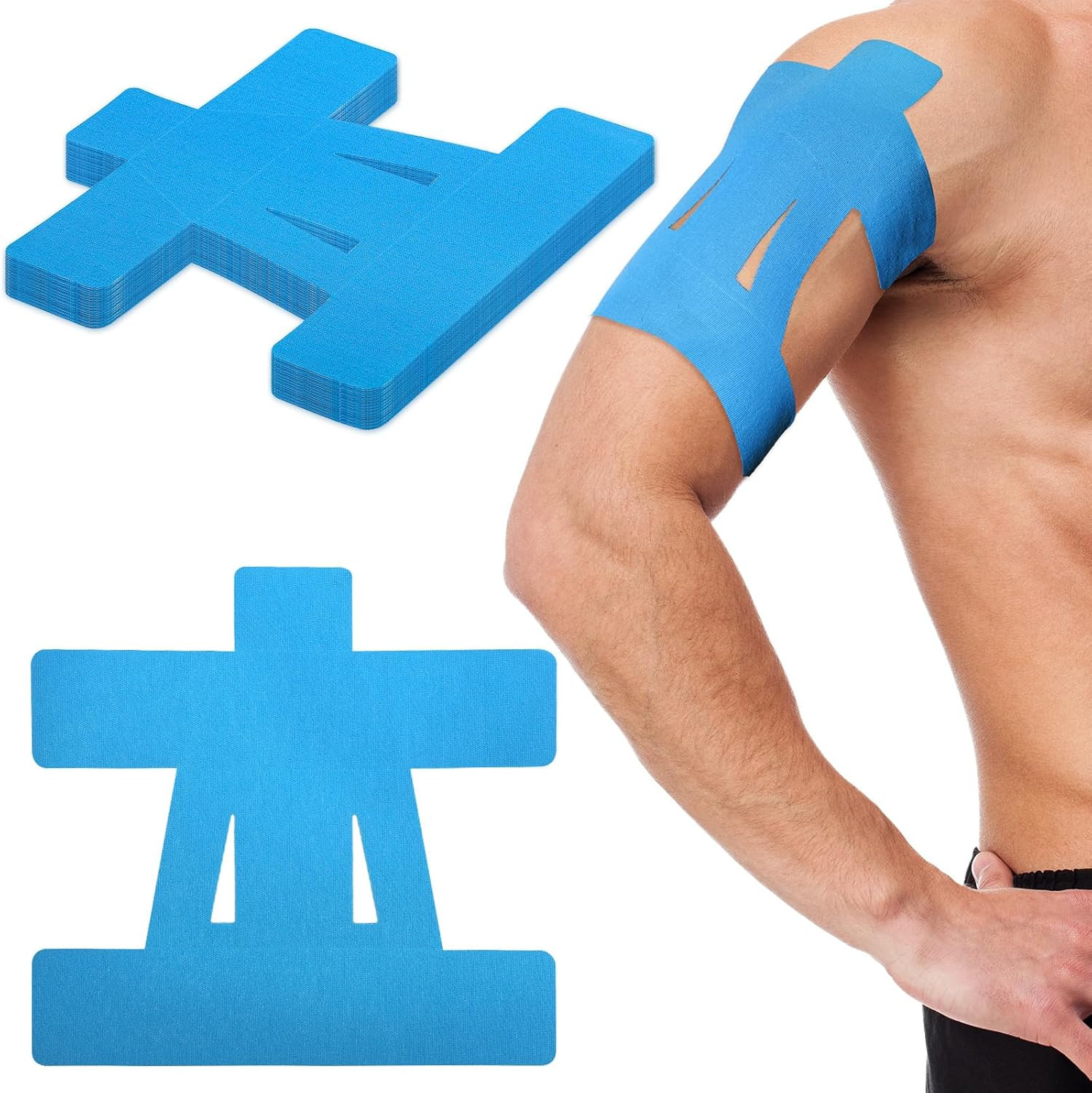 15 Pcs Kinesiology Tape for Shoulder, Precut Elastic Breathable Athletic Sports