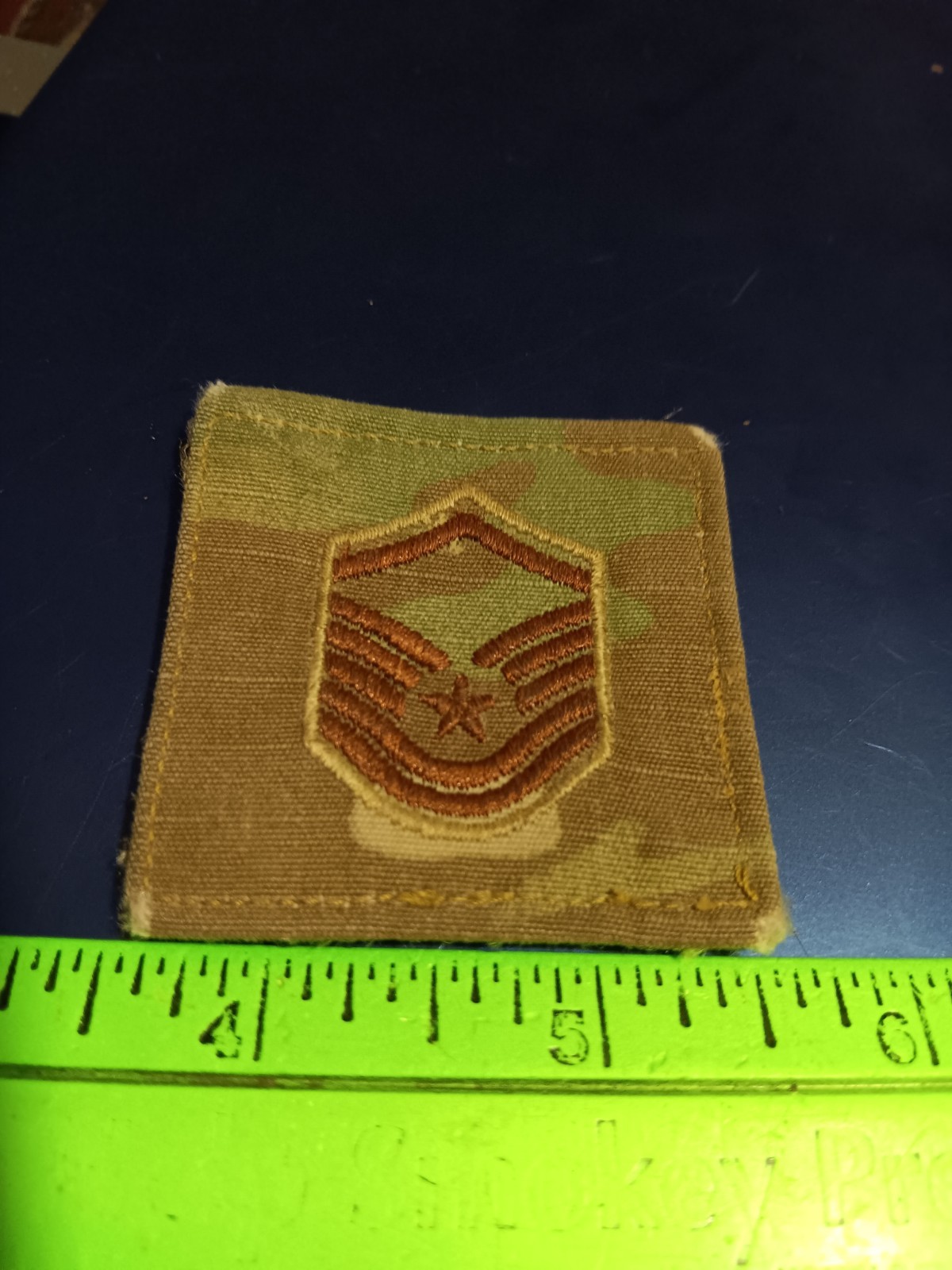 USAF OCP Multicam U.S. AIR FORCE 2X2 RANK PATCH- MSGT ~ Hook Back ~ (25-1192)