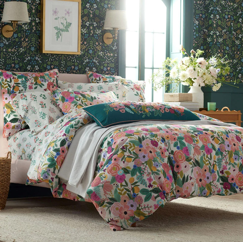 Rifle Paper Co. Hawthorne Classic Cool Percale Bed Sheet Set
