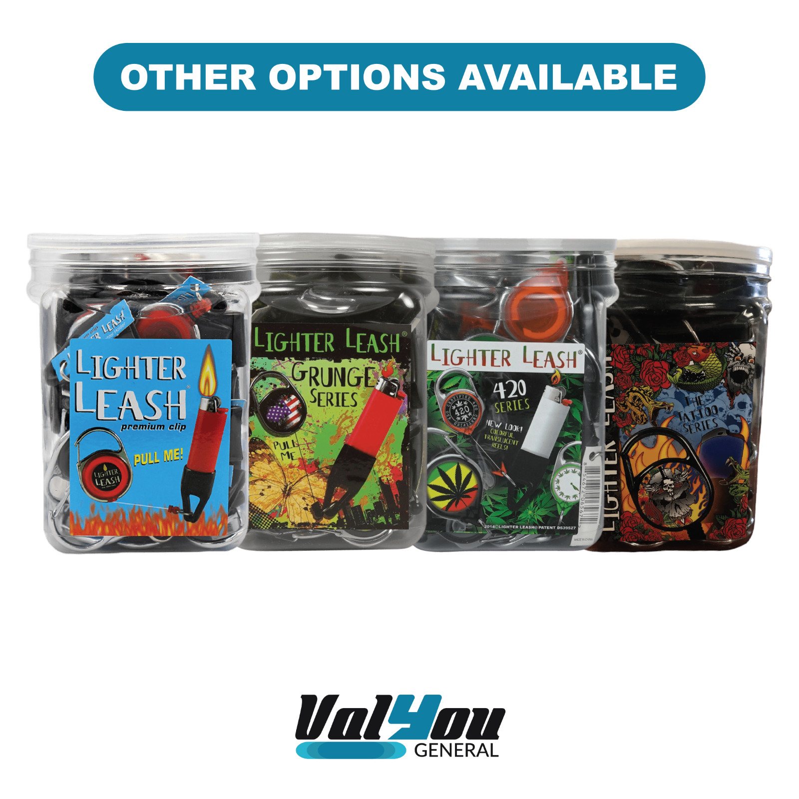 Full Jar 30x Leashes Lighter Leash Premium Retractable Clip | Assorted Colors |