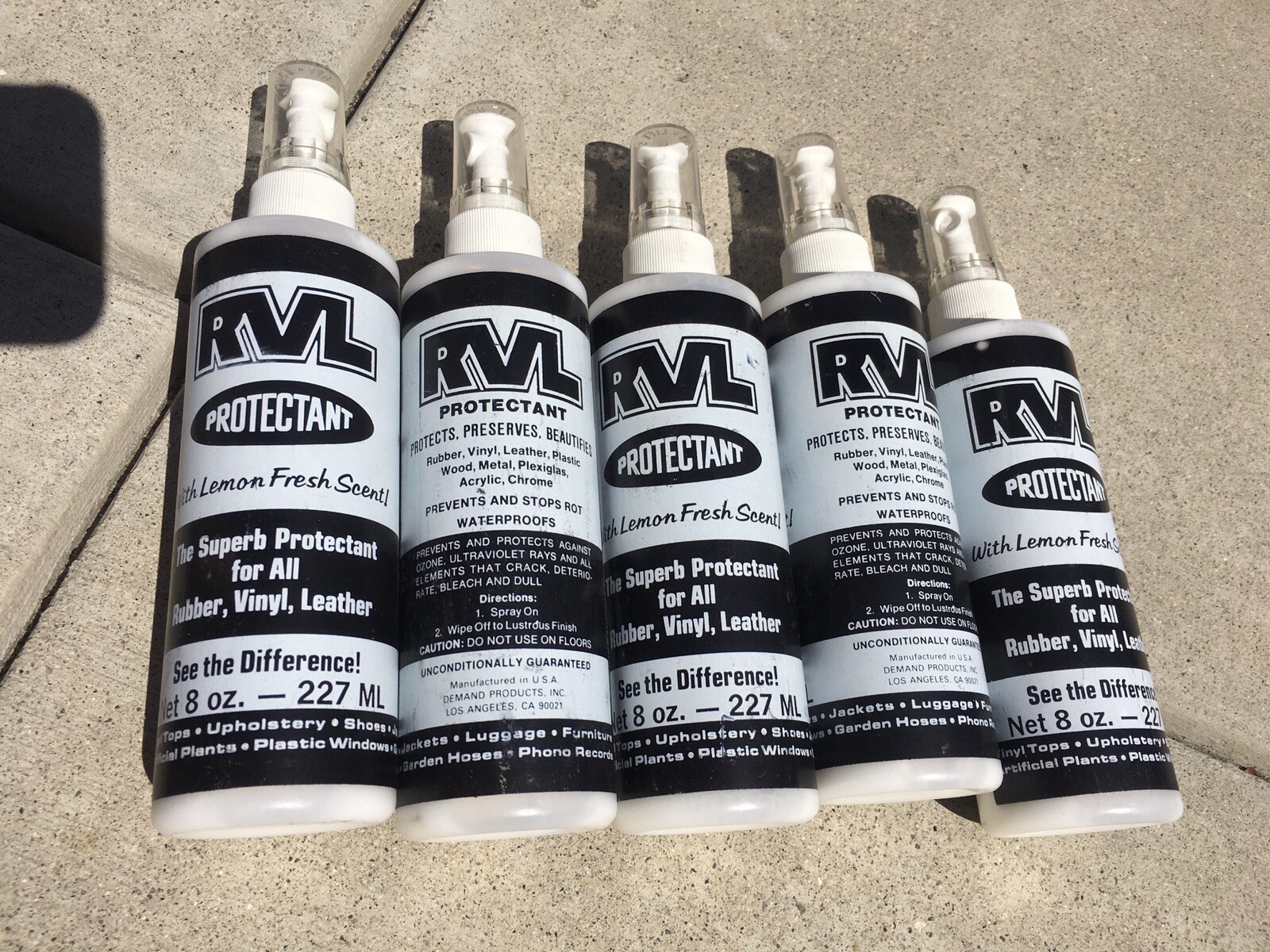 RVL Spray Protectant Tires Wheel Interior Dash 5 Ea. 8 Ounce Bottles Lemon Scent