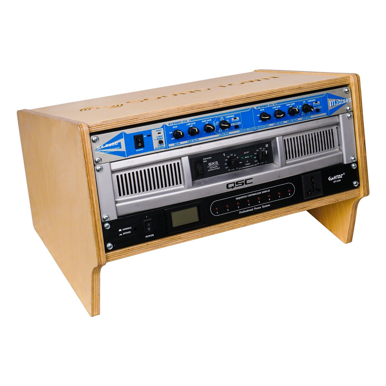 Sound Town DIY 4U Angled Desktop Studio Rack w/ Plywood, Golden Oak (SDRK-Y4SL)