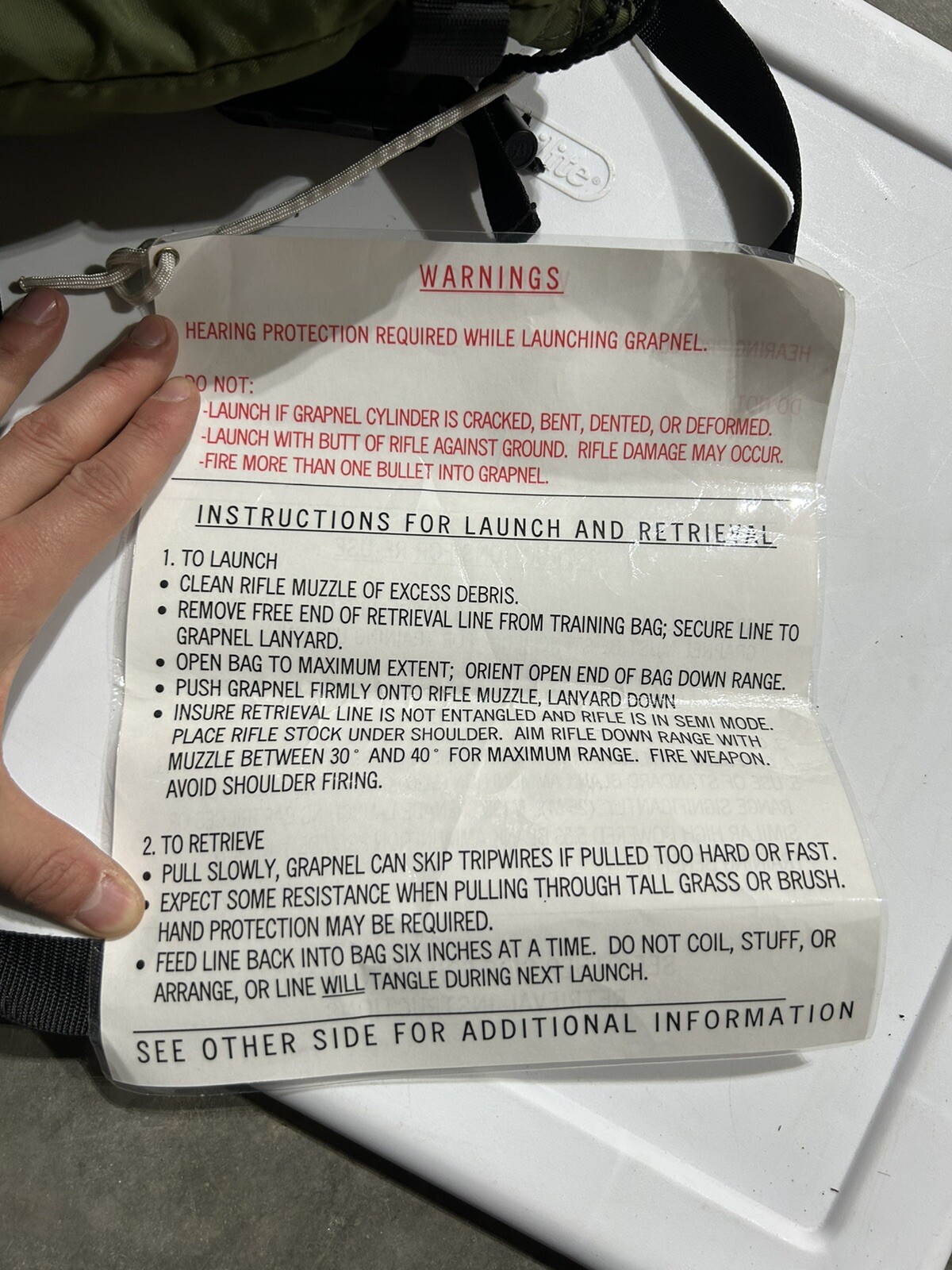 US Surplus Grapple Line 1996 Dated Carry Bag