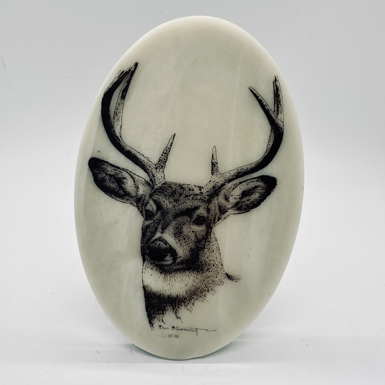 Deer Etching Decorative Plaque Antlers Nature by Don Northcutt 6x4 inches VTG 86