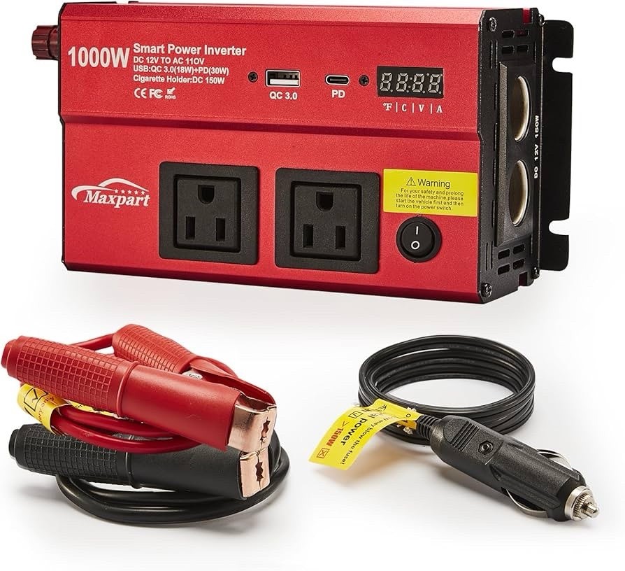 TWING 1000W Car Inverter 12V to 110V Power Converter w/ USB & Type-C