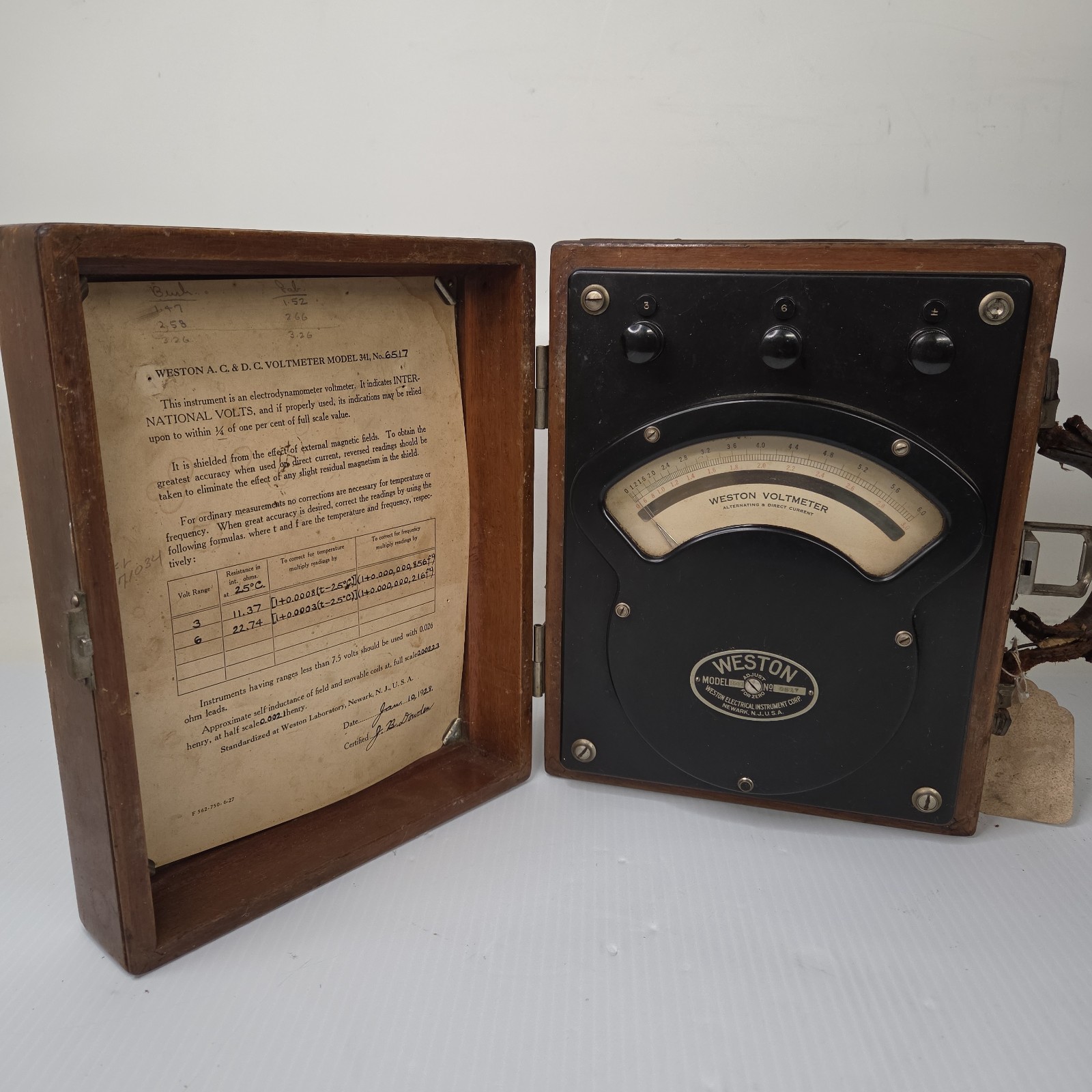 Vintage Antique Weston Model 341 Precision AC/DC Voltmeter
