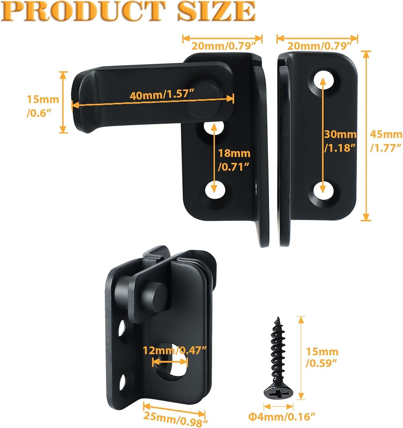 Matte Black Flip Latch Gate Lock - Stainless Steel Security Solution