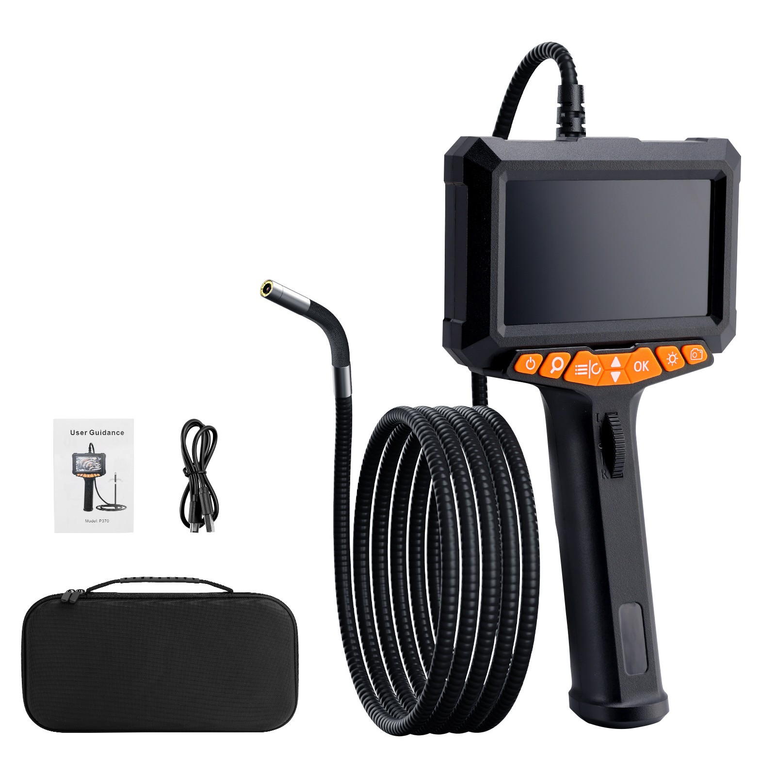 5" LED 2-Way 360°Endoscope W/Light Industrial Articulating Borescope Camera
