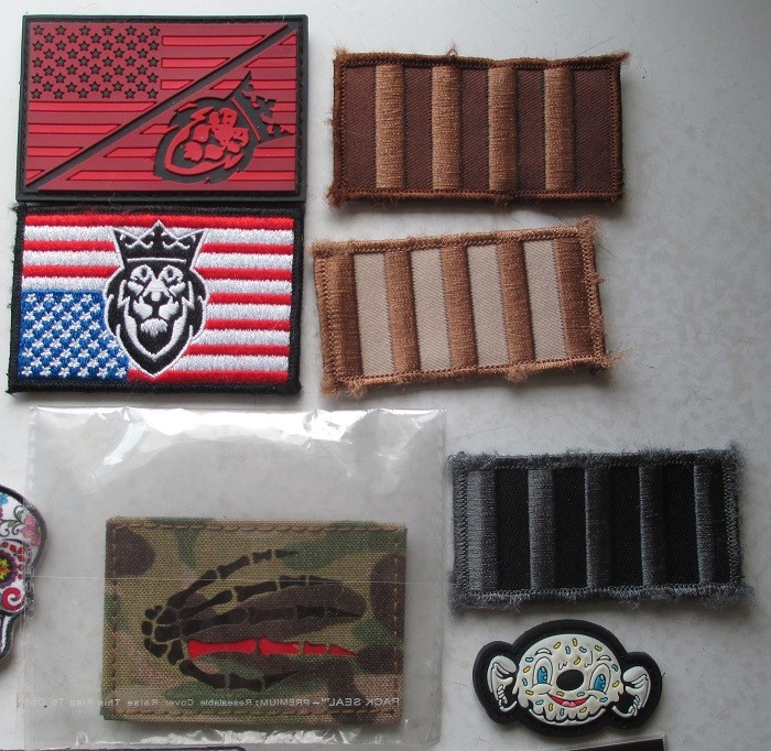 56 ASSORTED EDC MORALE PATCHES EMBROIDERED, PVC LASER CUT & PRINT HOOK & LOOP