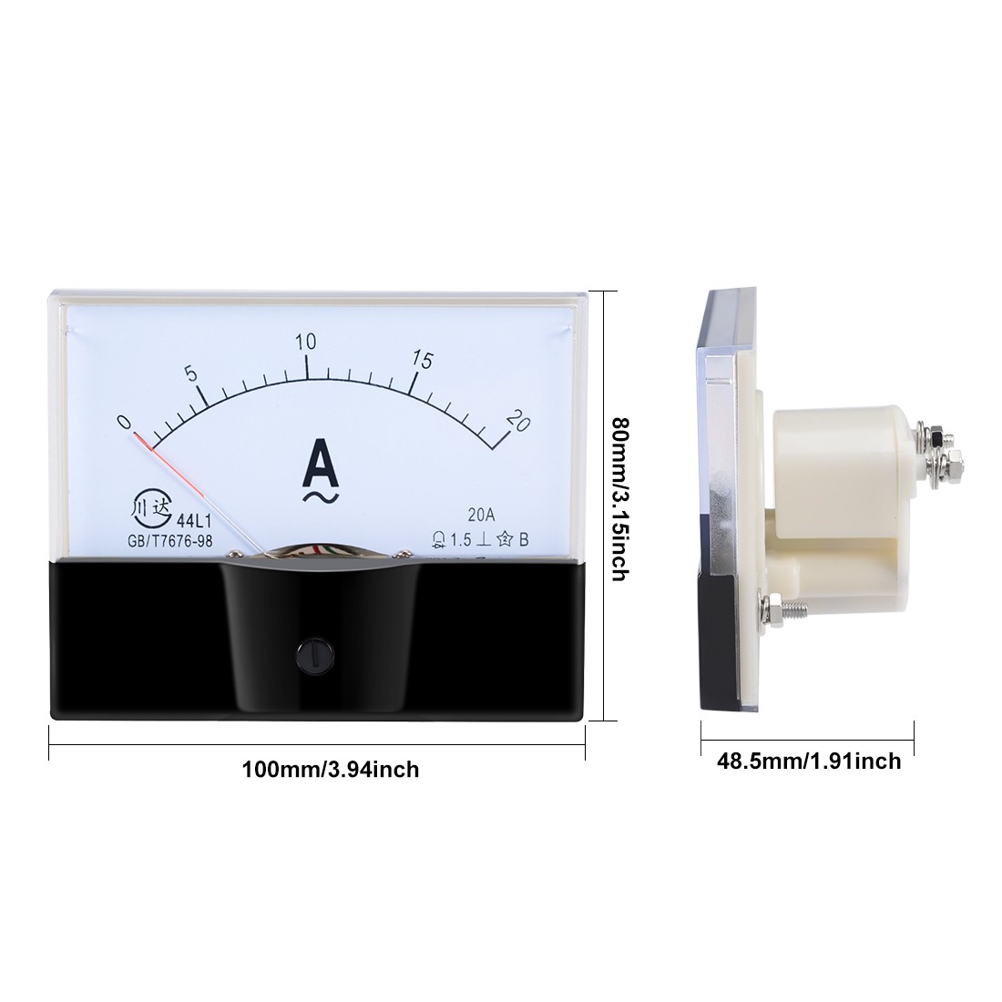 AC 0-20A Analog Panel Ammeter Gauge Ampere Current Meter 44L1 1.5 Error Margin