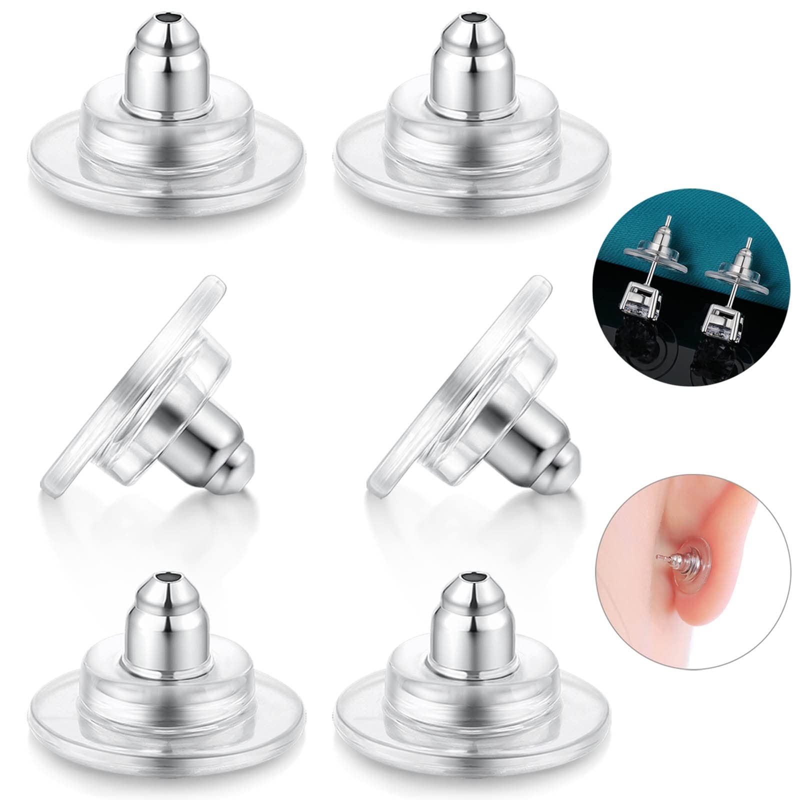 Catinee 3Pairs 925 Sterling Silver Earring Backs Replacements for Diamond