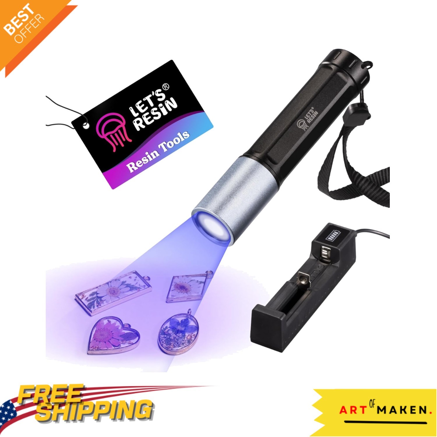 Compact UV Flashlight: Fast Curing & Stain Detection - 365nm Waterproof Lamp