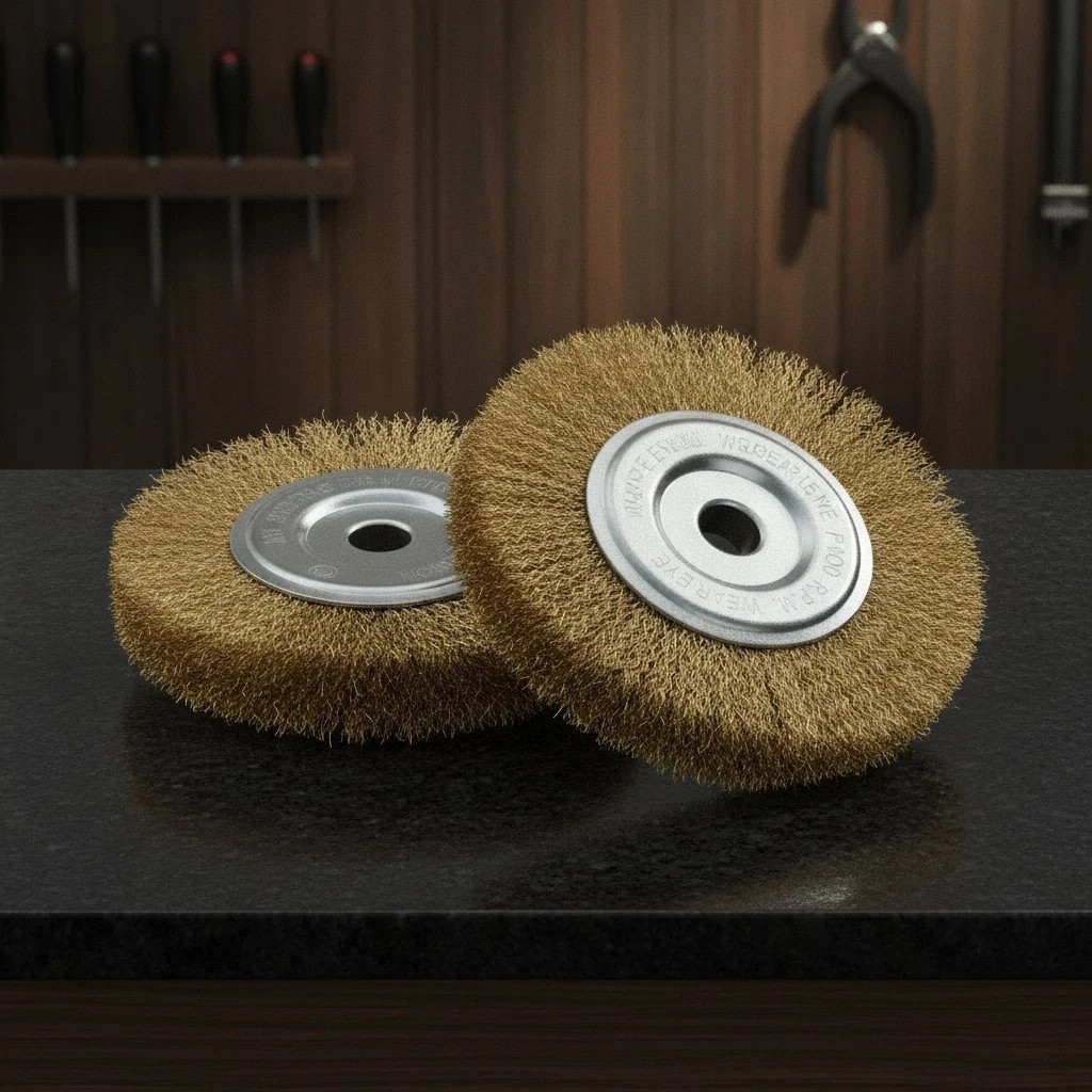 6 Inch Brass Wire Wheel for Bench Grinder with 1/2" and 5/8" Arbor Polish Nuts