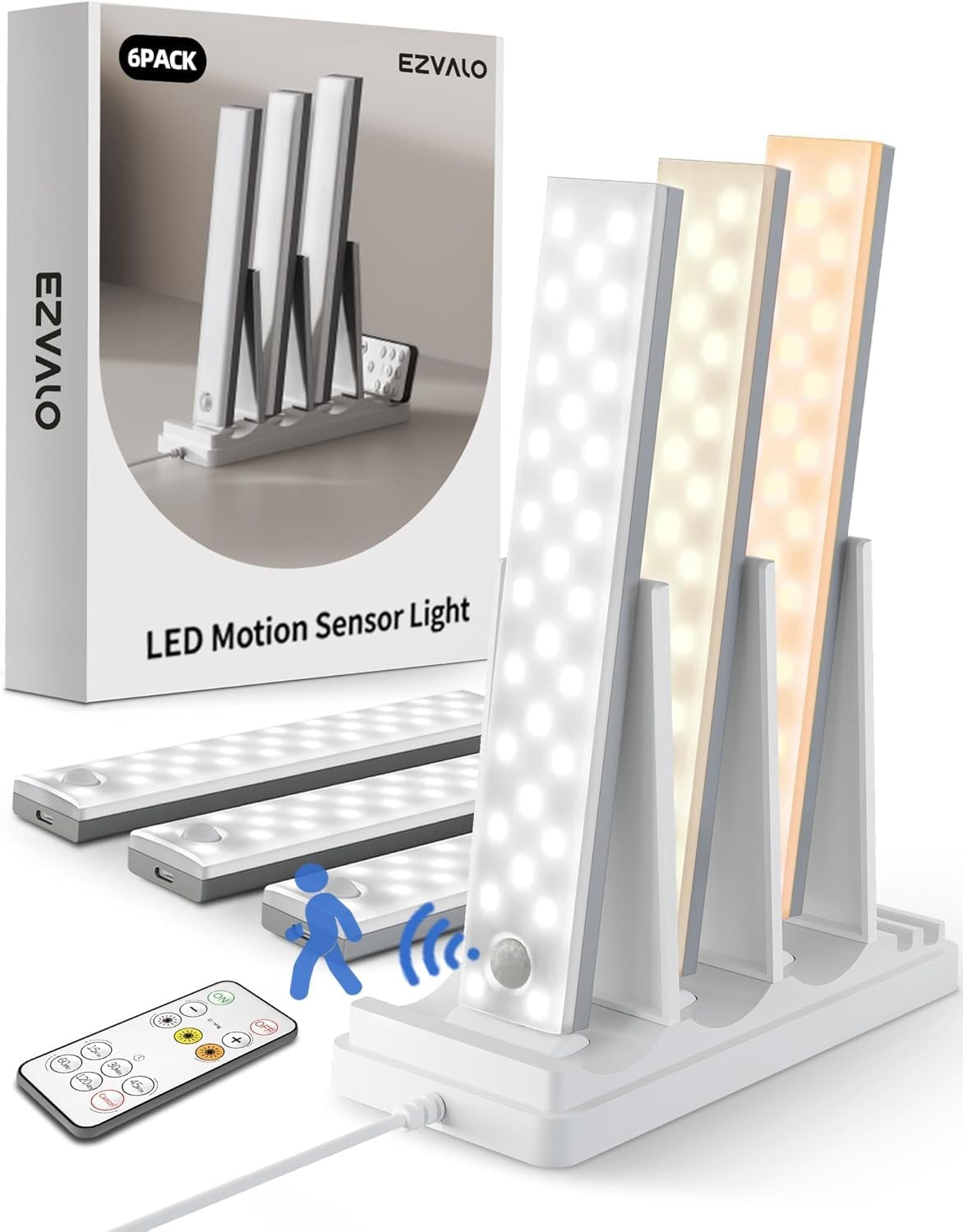 EZVALO 6-Pack Under Cabinet Lighting with Charging Station