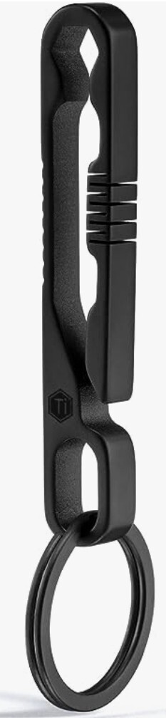 KeyUnity KM07 Black Keychain Pocket Clip with Hex Bit Driver, 2 in 1 Key Ring