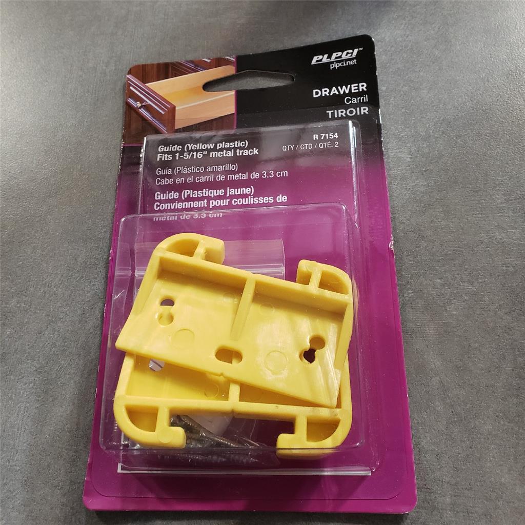 = PLPCI Drawer Guide Yellow Plastic 1-5/16" Metal Track R7154 NEW