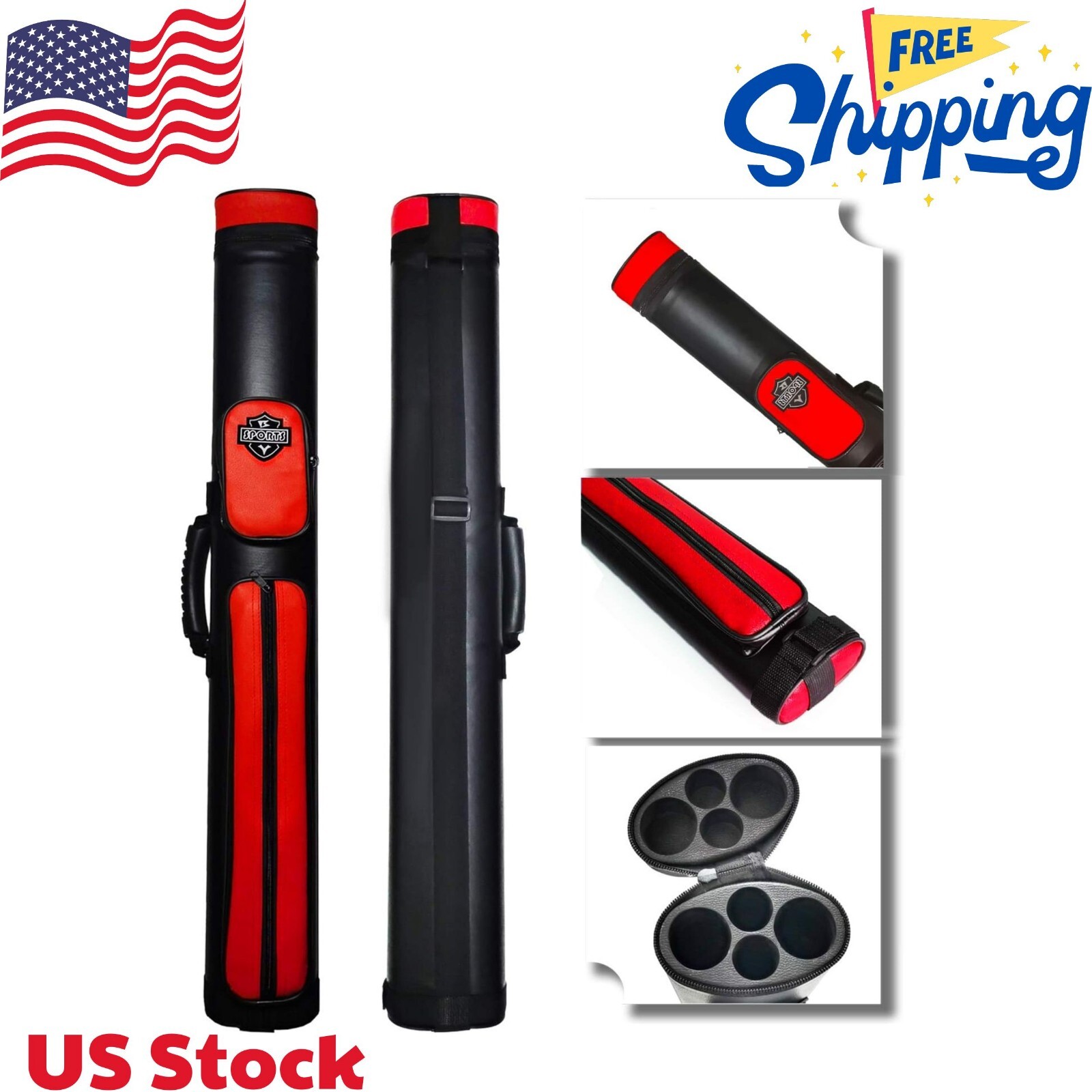 2x2 Hard cue case Oval Pool Cue Billiard Stick Carrying Case
