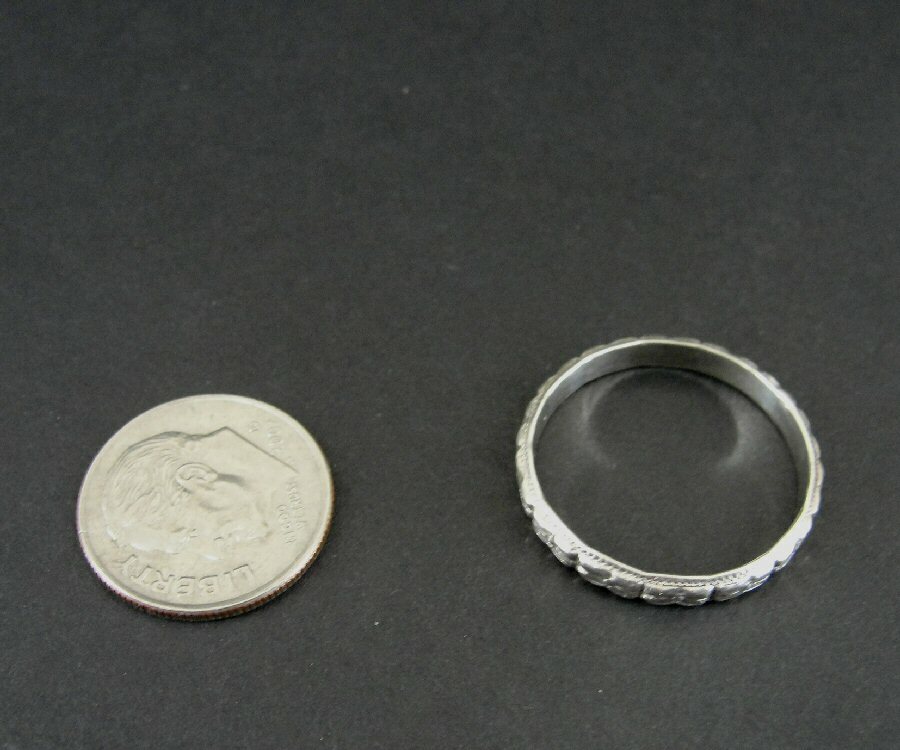 Ring Silver Floral Flowers around Sterling 925 Stackable Band Size 8.75 Ring