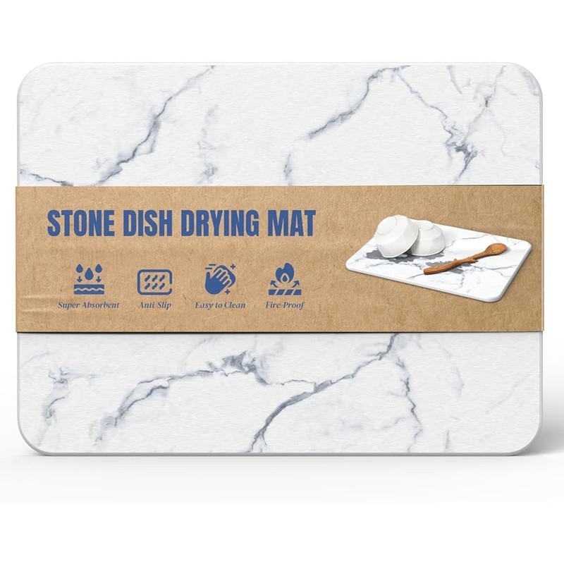 Diatomaceous Dish Drying Mat Fast Absorb Natural Non Toxic Easy Clean Multi Use