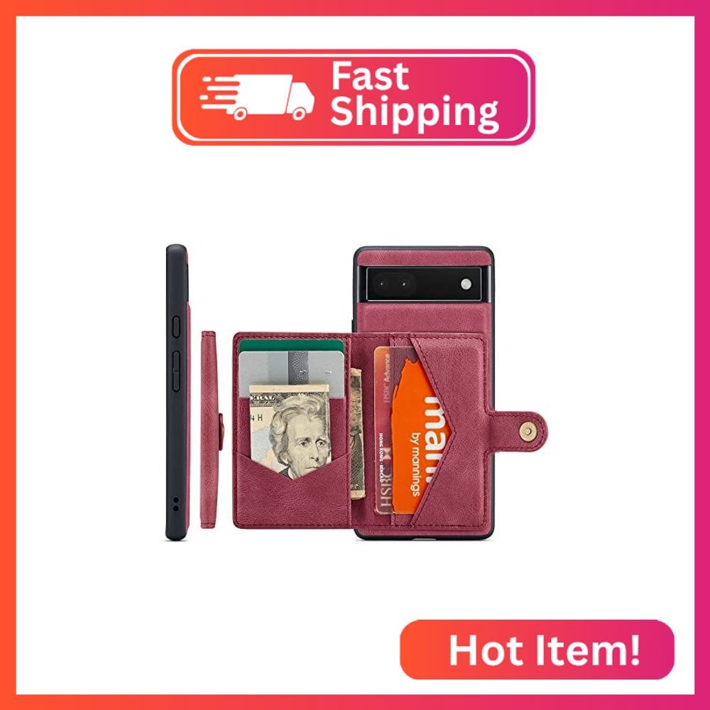 Hongxinyu Case for Google Pixel 6A, Detachable Magnetic Wallet Card Cash Slot Ca