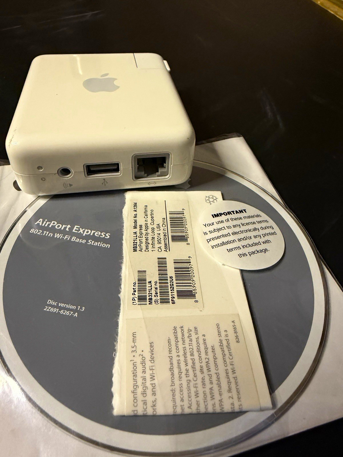 Apple AirPort Express A1264 802.11n Wi-Fi Base Station MB321LL/A Tested
