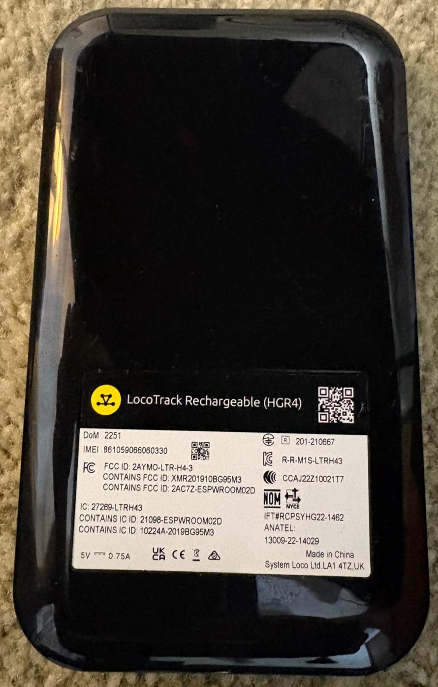 LTR HGR4 LocoTrack Rechargeable Wireless Shipment Tracking Device New Open Box