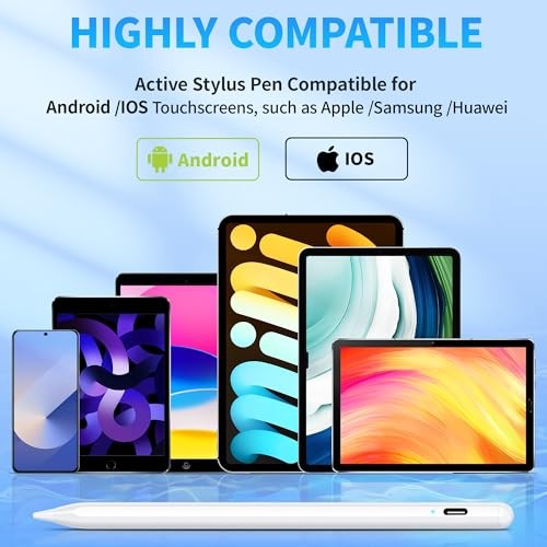 Stylus Pen for Touchscreen, Compatible for Android & iOS Universal White