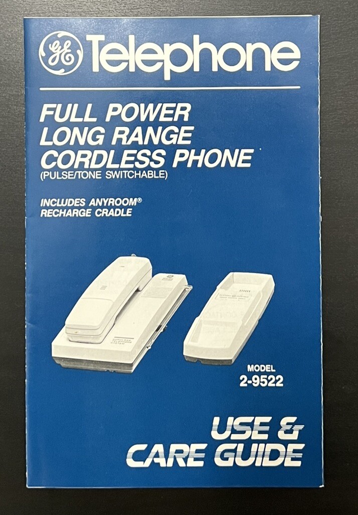 GE General Electric Telephone 2-9522 Phone Owner’s Instructions Use & Care Guide
