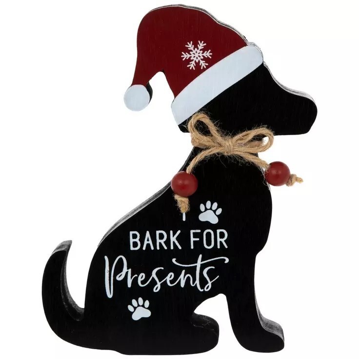 I Bark for Presents Wood Christmas Decor 7.31"