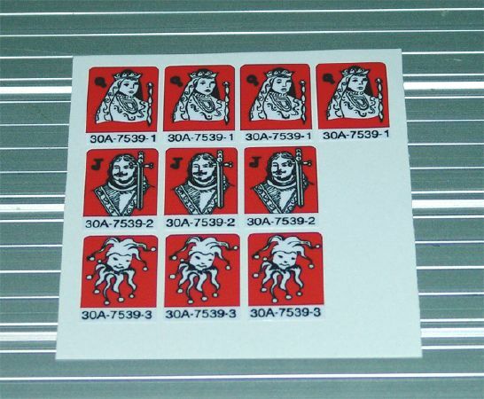 Williams POKERINO Pinball Machine Drop Target Decal Set