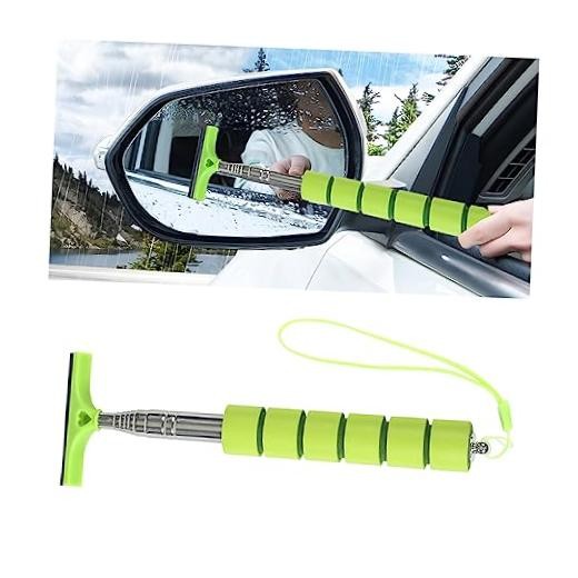 AICEL Car Side Mirror Squeegee - Rearview Mirror Wiper with Telescopic Green