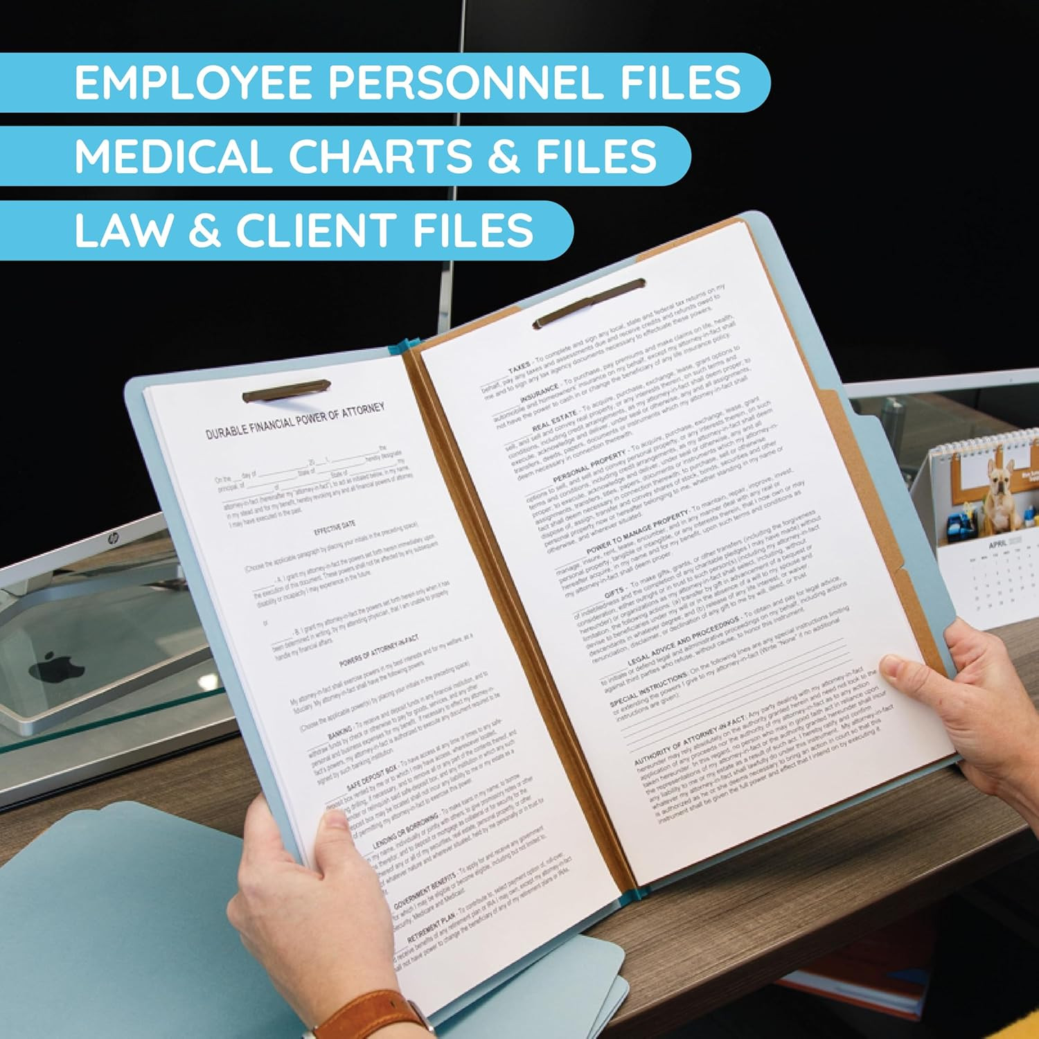 Light Blue Legal Size Classification Folders with Dividers - 30 Pack