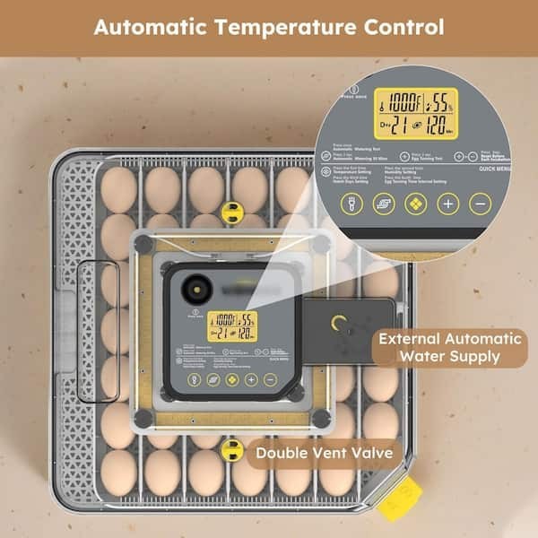 30 Egg Incubator with Humidity Display, Egg Candler