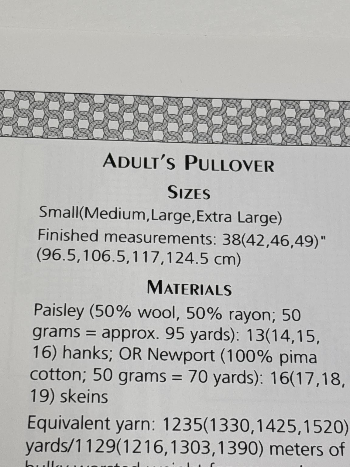 Adult's Pullover Knitting Pattern 38-49in Sizes Pages from Book