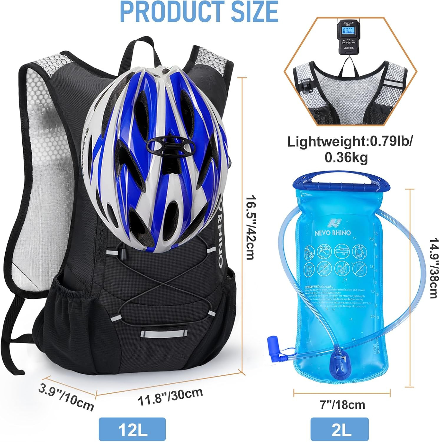 Hydration Backpack with 2L Bladder for Running, Cycling, and Hiking