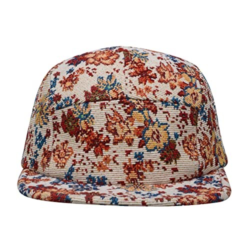 5 Panel Camper Hat | Multi-Color Unique Designs | Caps 7 1/2-7 5/8 Floral Beige