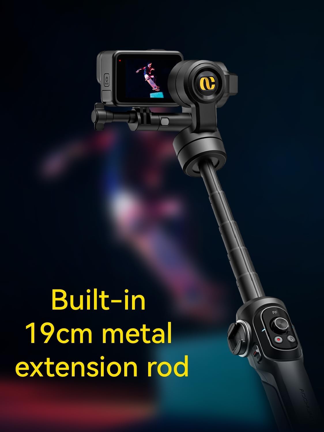 Gimbal Stabilizer for Go Pro, Handheld with 360° Rotation Black