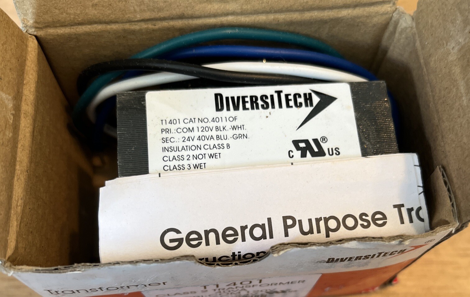 DiversiTech T1401 Transformer Pri:120V Sec: 24V-40VA NIB