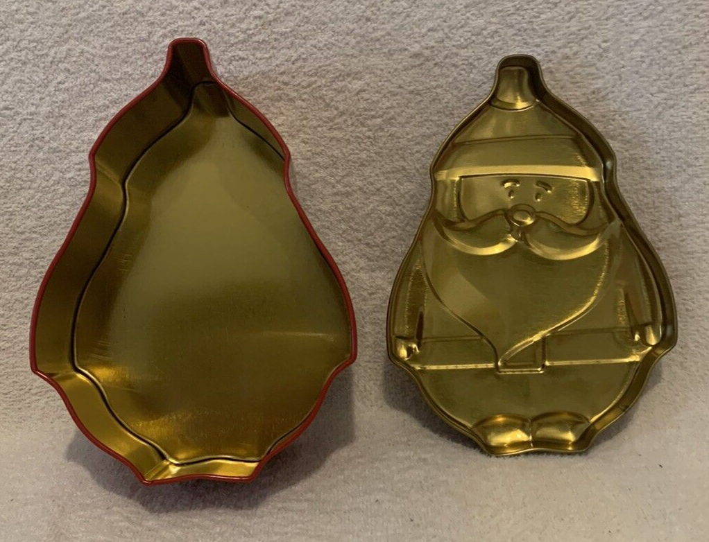 2 Pc 2006 Greenbrier International SANTA CLAUS Nesting Tin Boxes