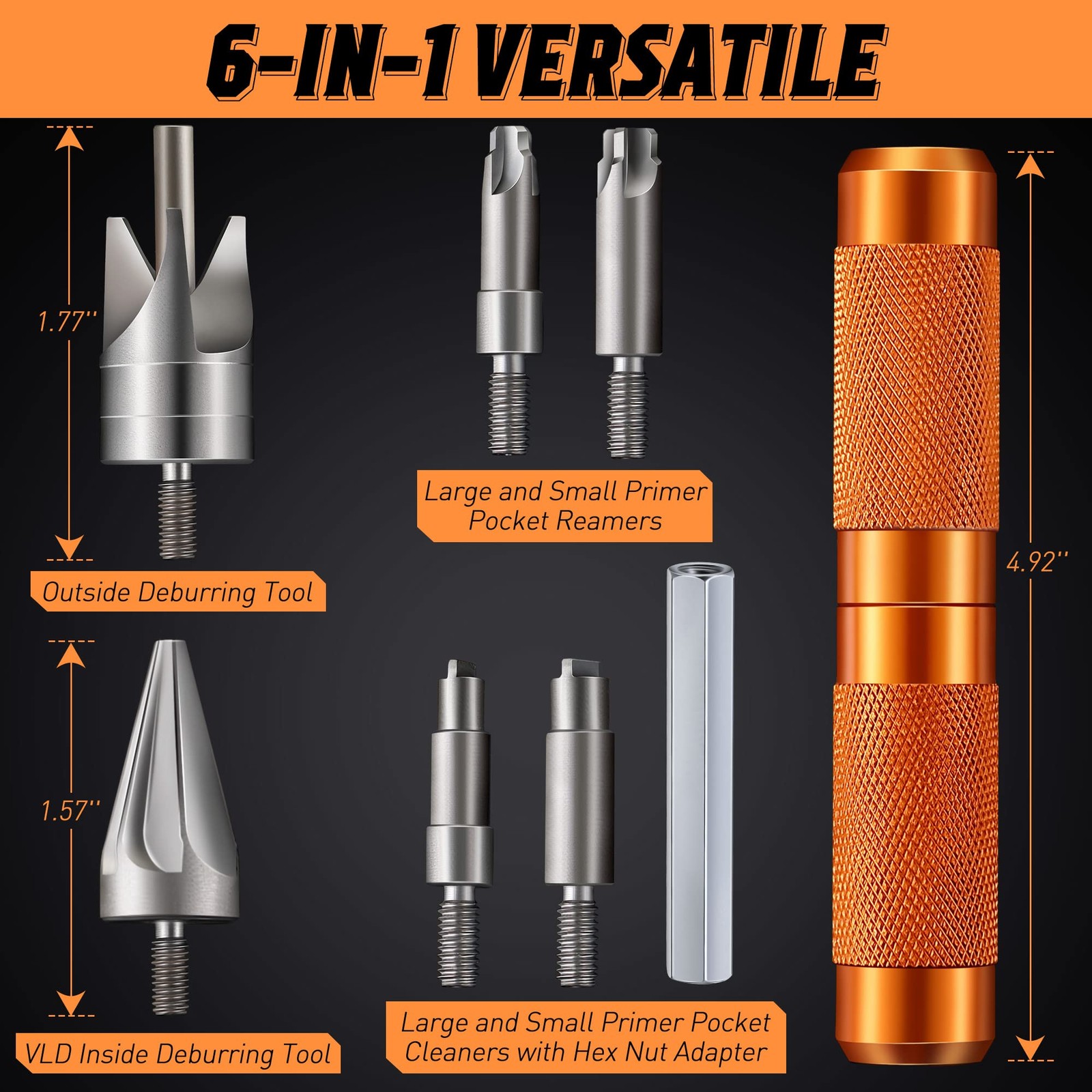 Multi Case Trimmer Reamer,Chamfer Deburring Tools for .17 to .45 Caliber