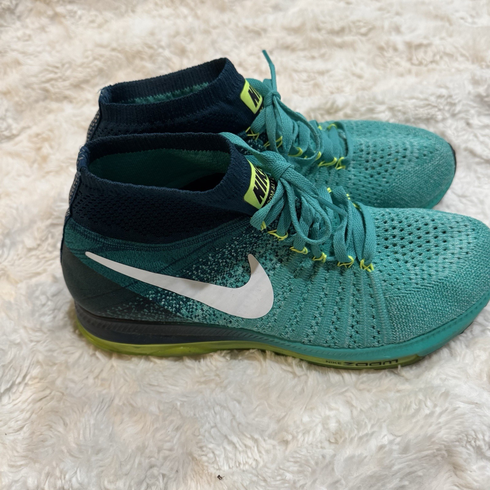 Nike Zoom All Out Flyknit Clear Jade White Turquoise Size 9