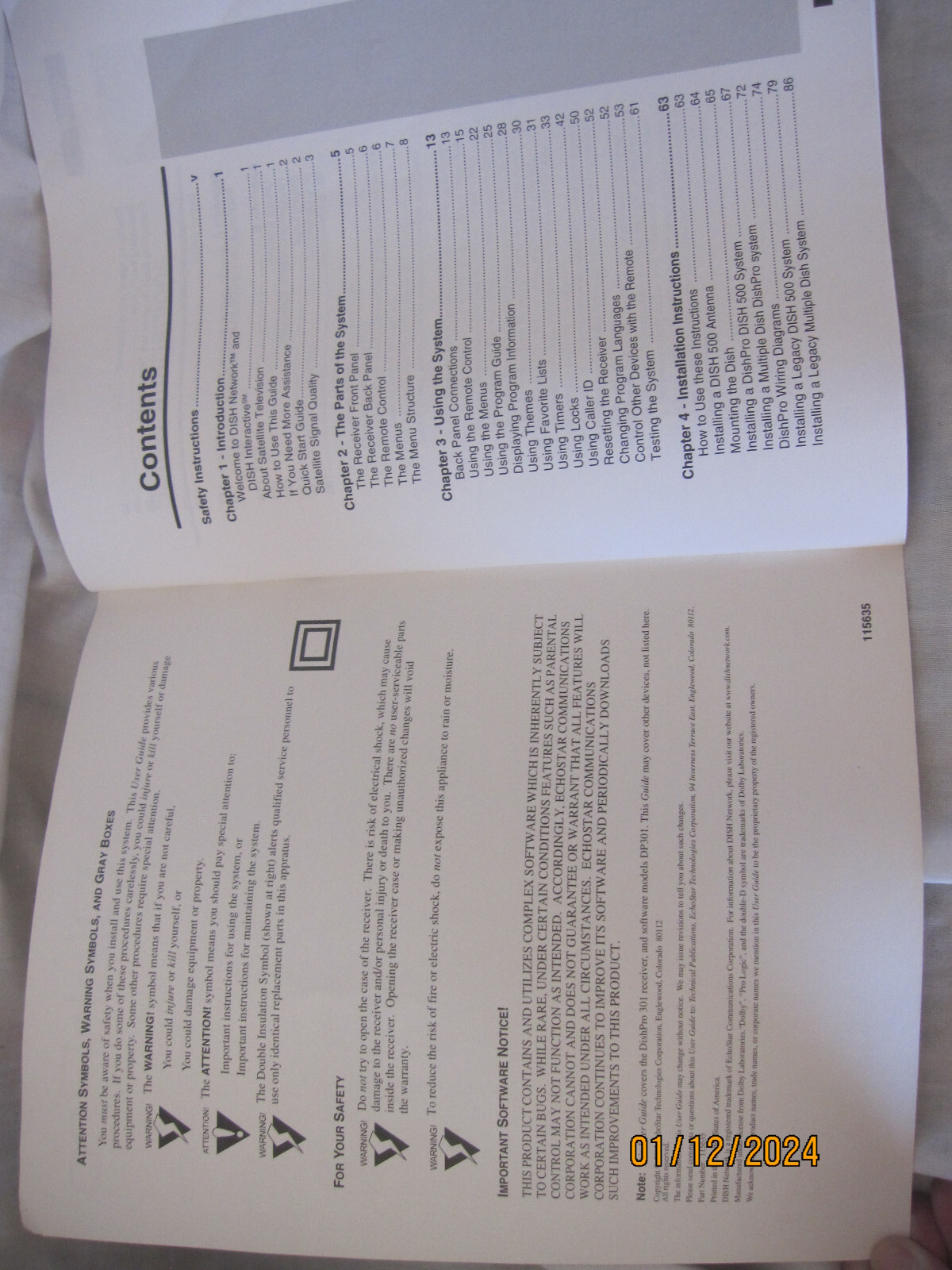 DishPro Satellite System User's Guide # 115635, copyright 2002 book PREOWNED