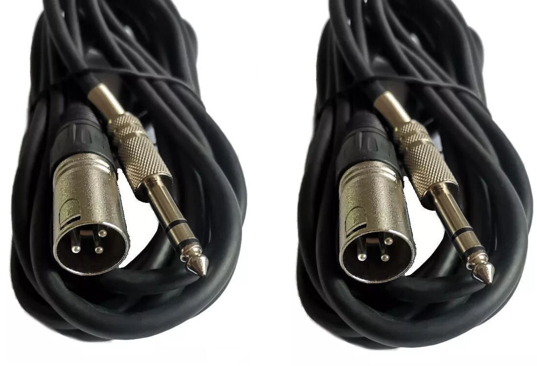 2 25Ft foot 1/4" TRS 3Pin XLR MALE Mixer to Powered Monitor Speaker Cable Cord