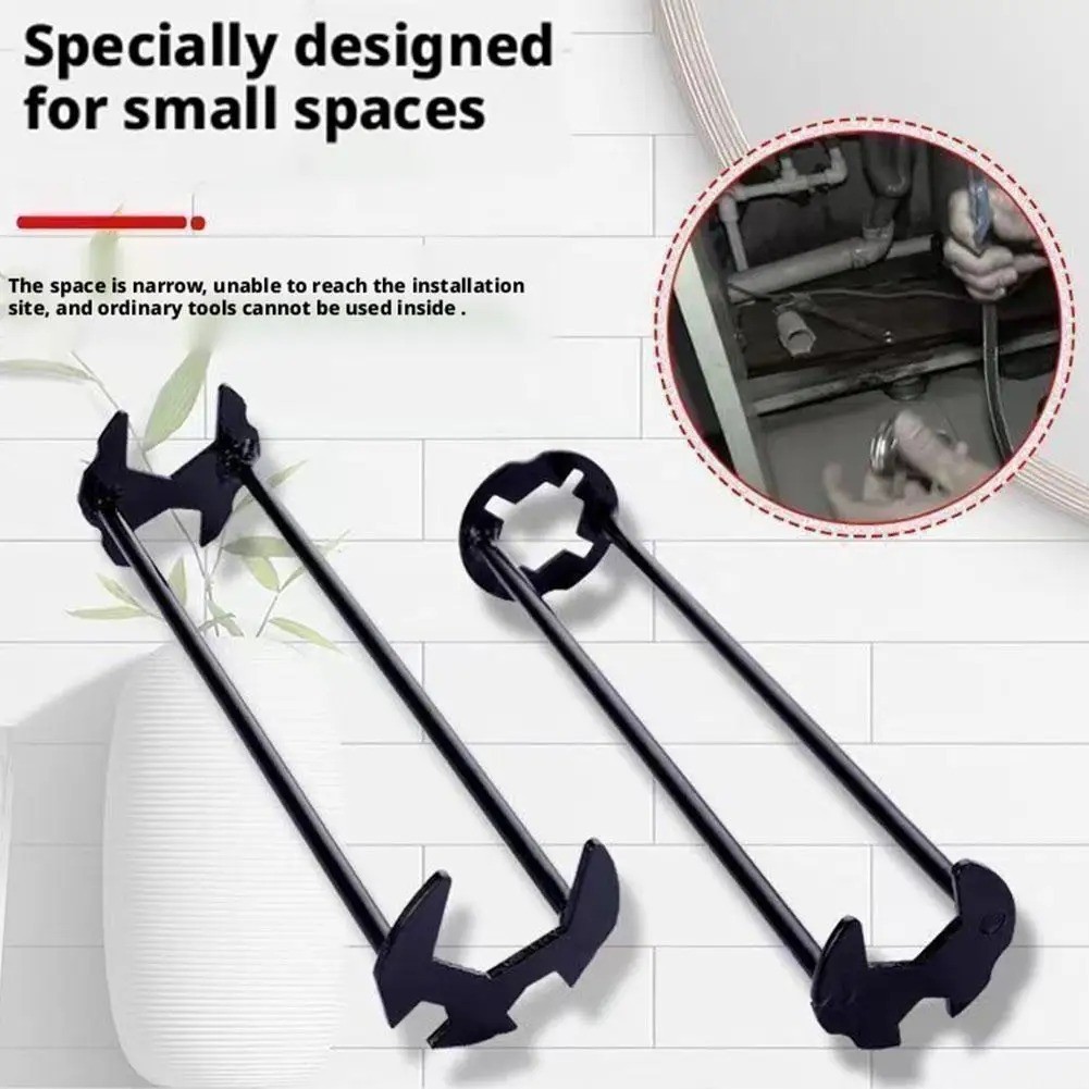 Multi-functional Sink Wrench Set,2-Pack Basin and Faucet Wrench Tool with Fou++