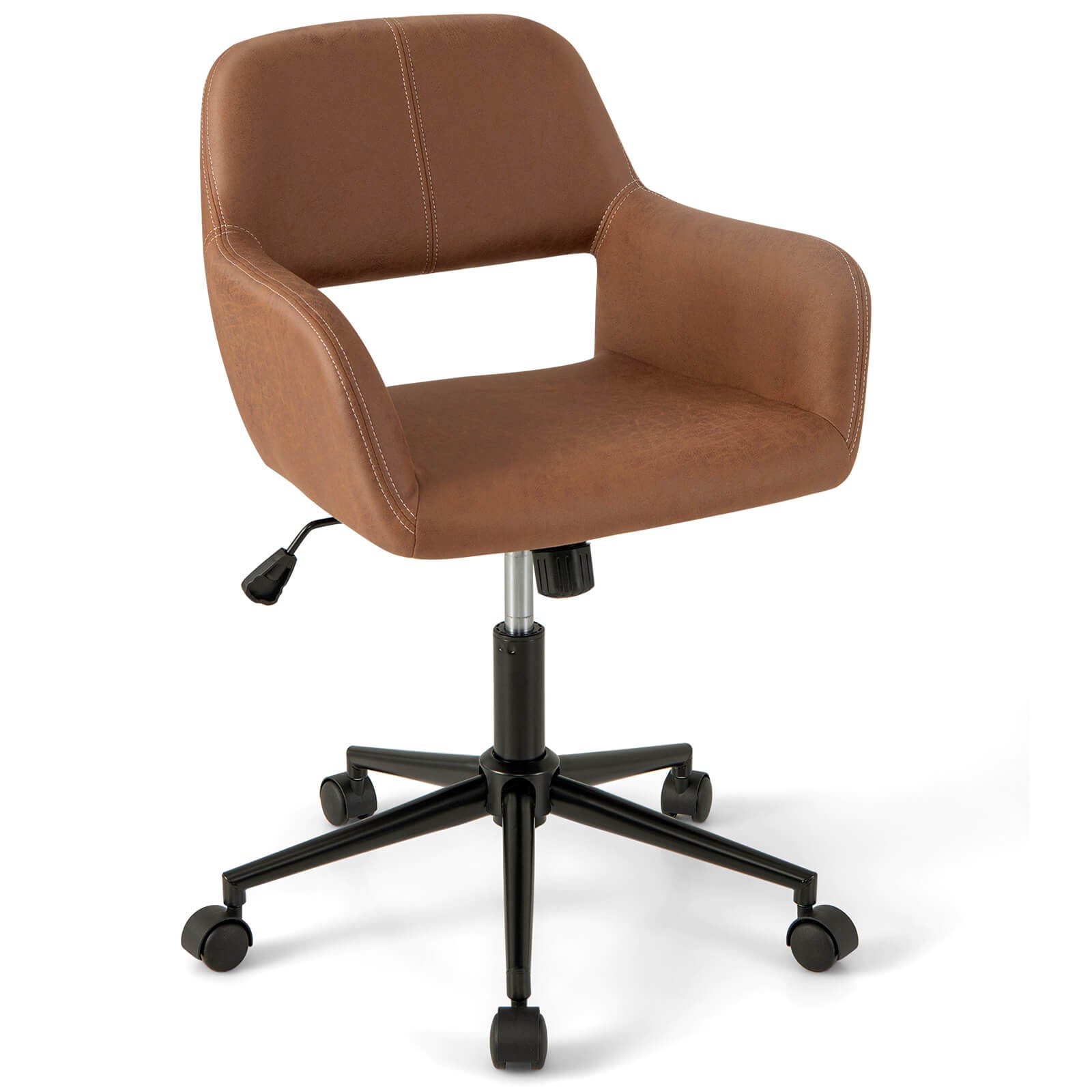 Leathaire Home Office Chair with Ergonomic Backrest Padded Armrests Casters
