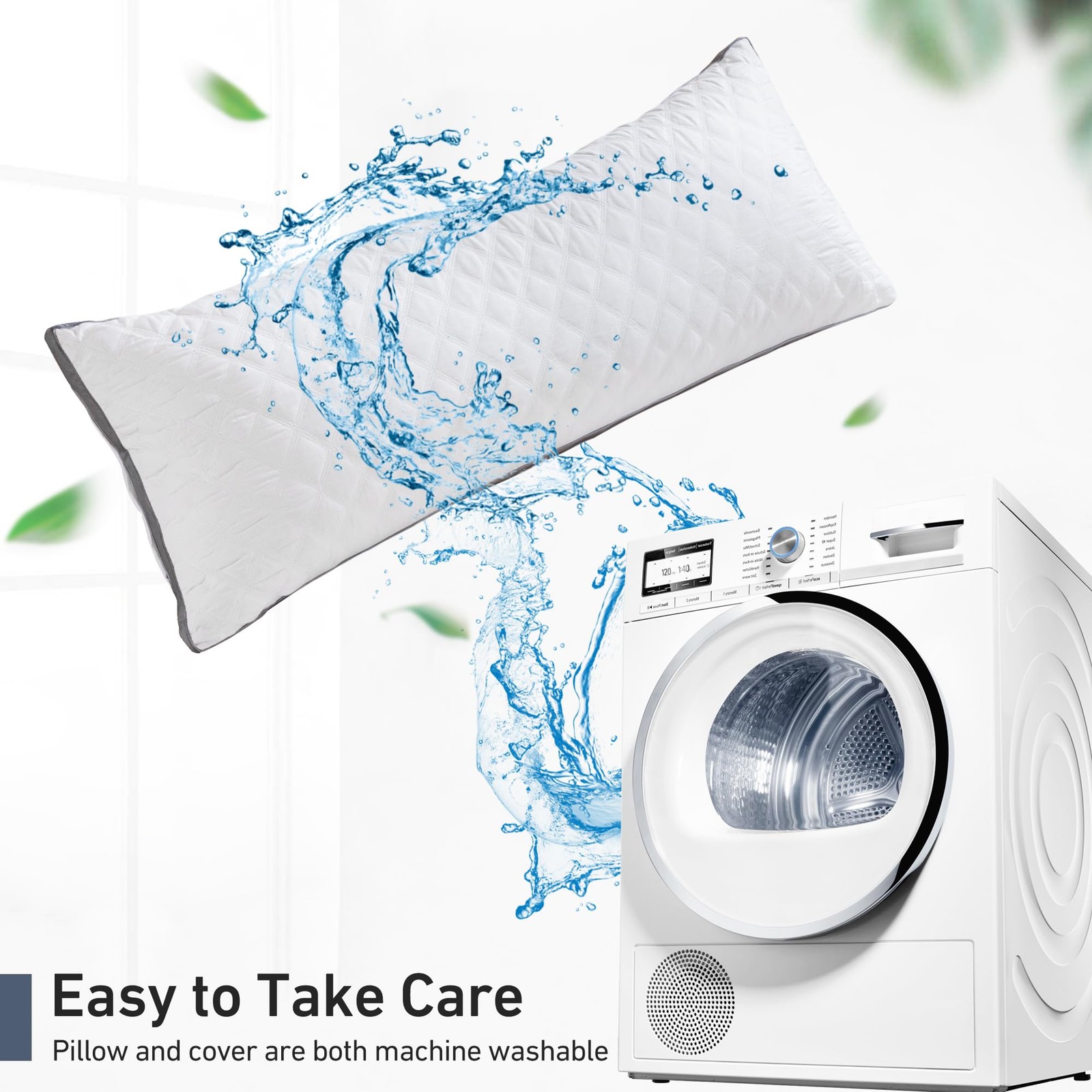 20 x 54 Inch Body Pillow Insert Soft Polyester Full Body Support For Side Sle...