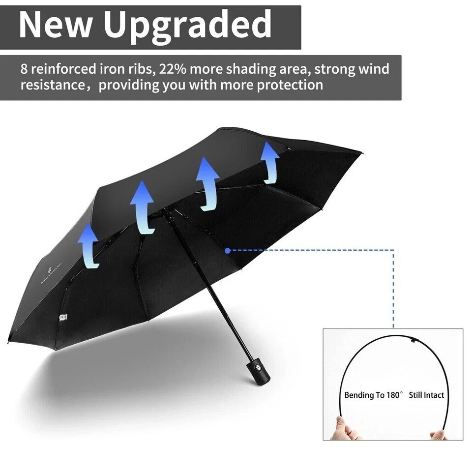 Automatic Umbrella Anti-UV Sun/Rain Windproof 3 Folding Compact Umbrella