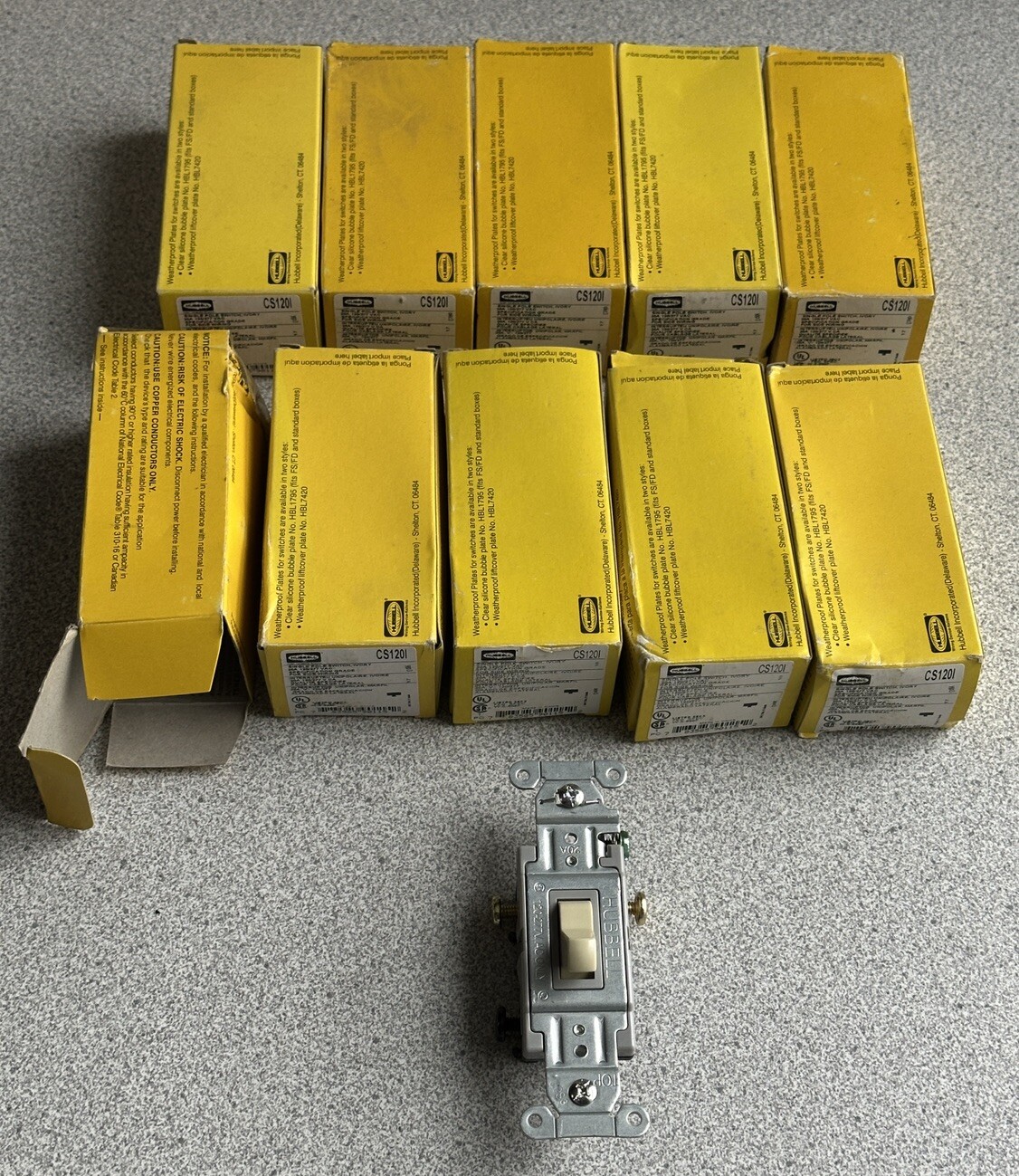 10pcs Hubbell 1-Pole Switch Ivory 20A 125V Commercial Specification Grade CS120I