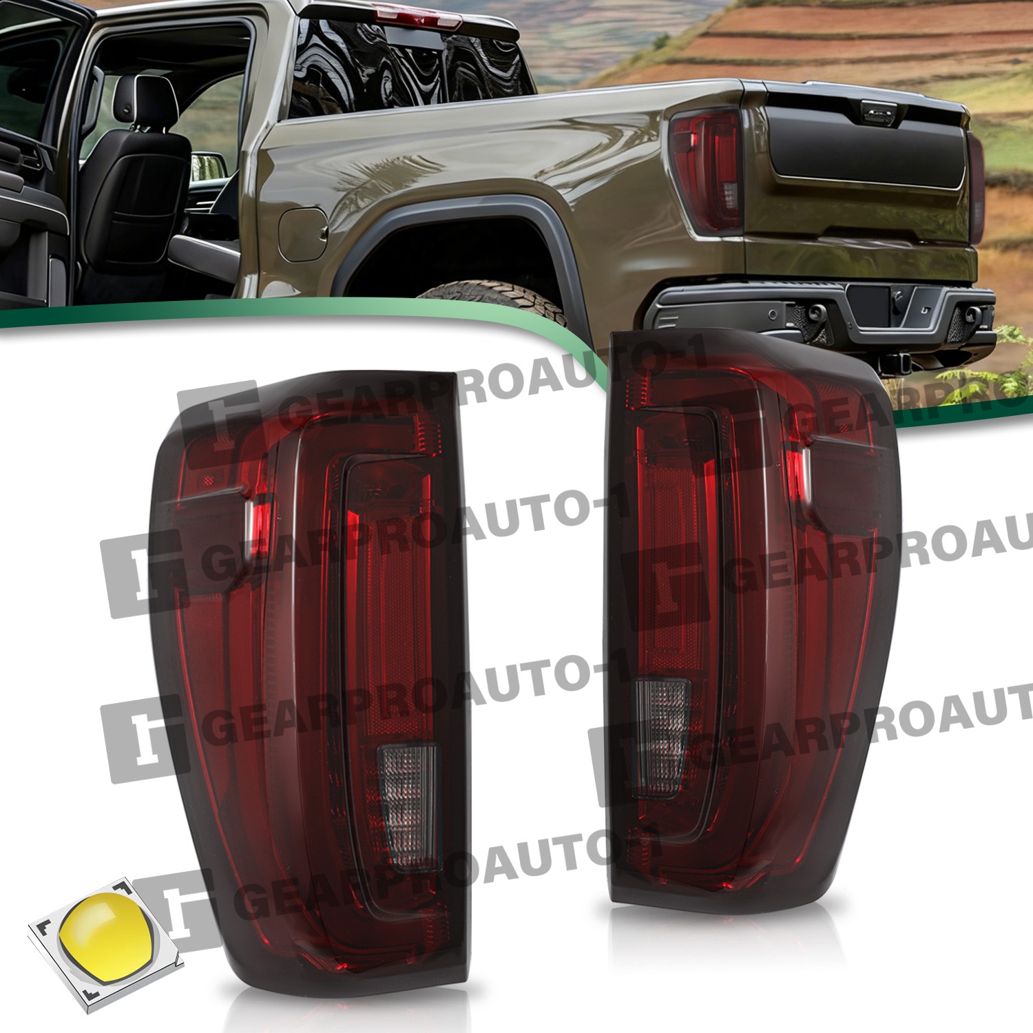 Smoke [Full LED] Tail Light For 2019-2024 GMC Sierra 1500 2500HD 3500HD L+R SET